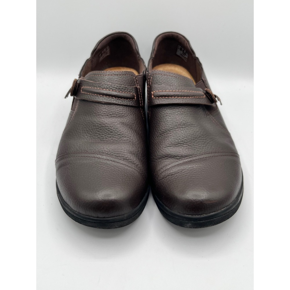 Clarks Collection Brown Leather Women Sz 11M Ultimate Comfort Slip On Shoes